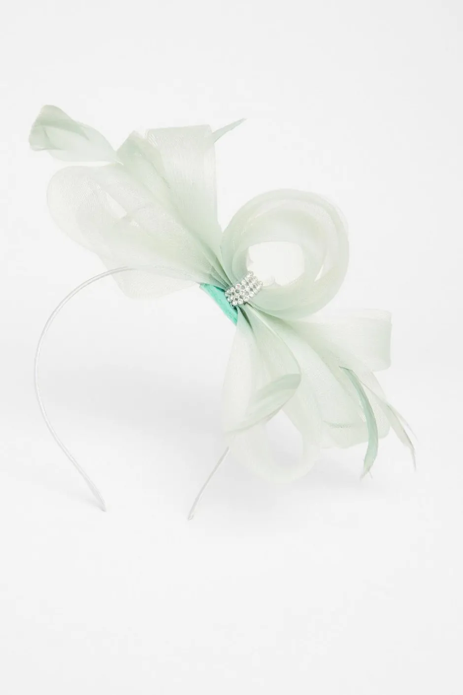 Quiz Diamante Bow Headband Fascinator Sage Outlet