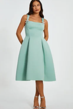 Quiz Sage Diamante Bow Midi Dress Best
