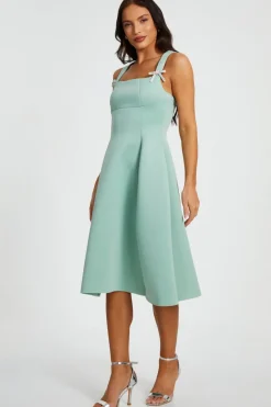 Quiz Sage Diamante Bow Midi Dress Best