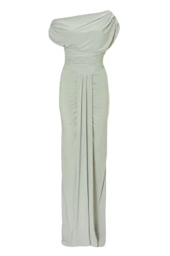 Quiz Drape Front Maxi Dress Sage Clearance
