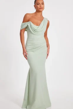 Quiz Drop Sleeve Maxi Dress Sage Sale