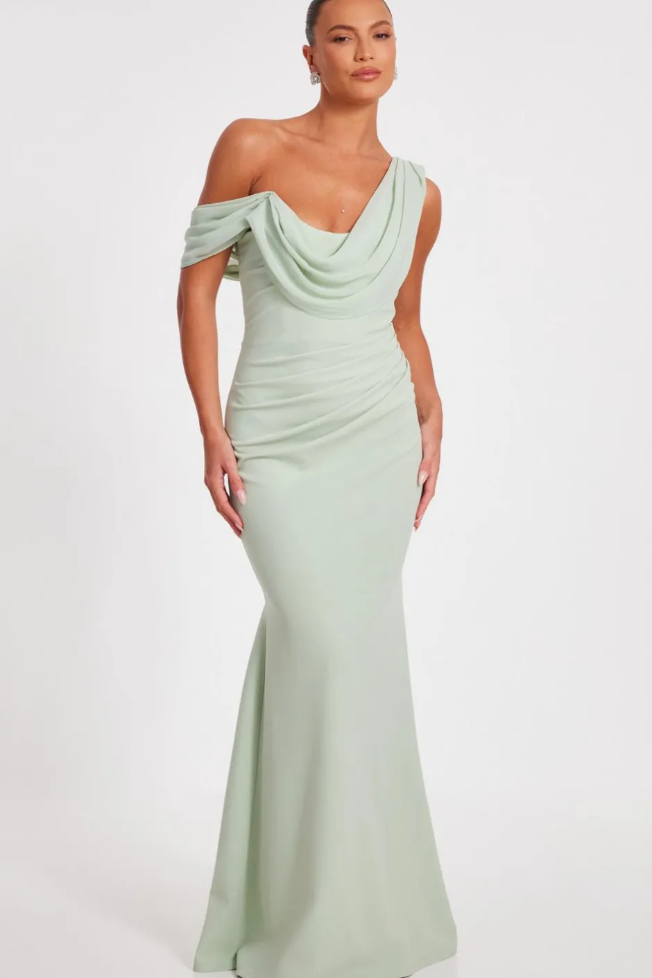 Quiz Drop Sleeve Maxi Dress Sage Sale