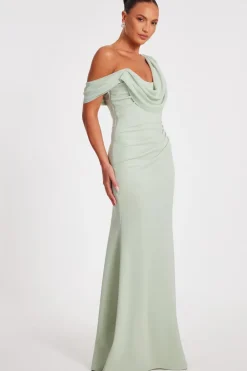 Quiz Drop Sleeve Maxi Dress Sage Sale