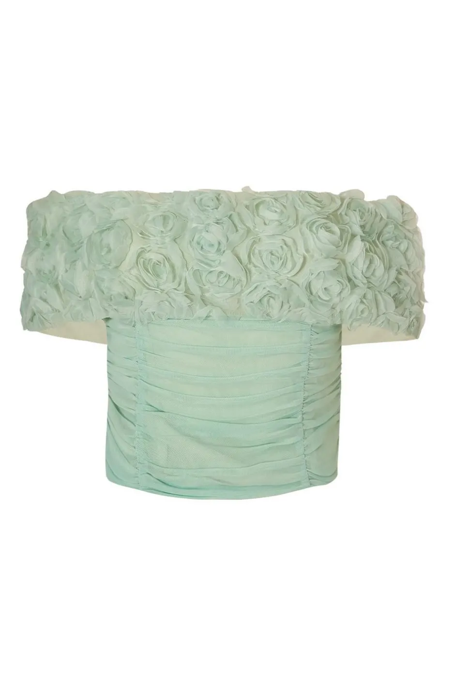 Quiz Floral Mesh Top Sage Clearance