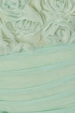 Quiz Floral Mesh Top Sage Clearance