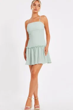 Quiz Sage Frill Mini Dress Best