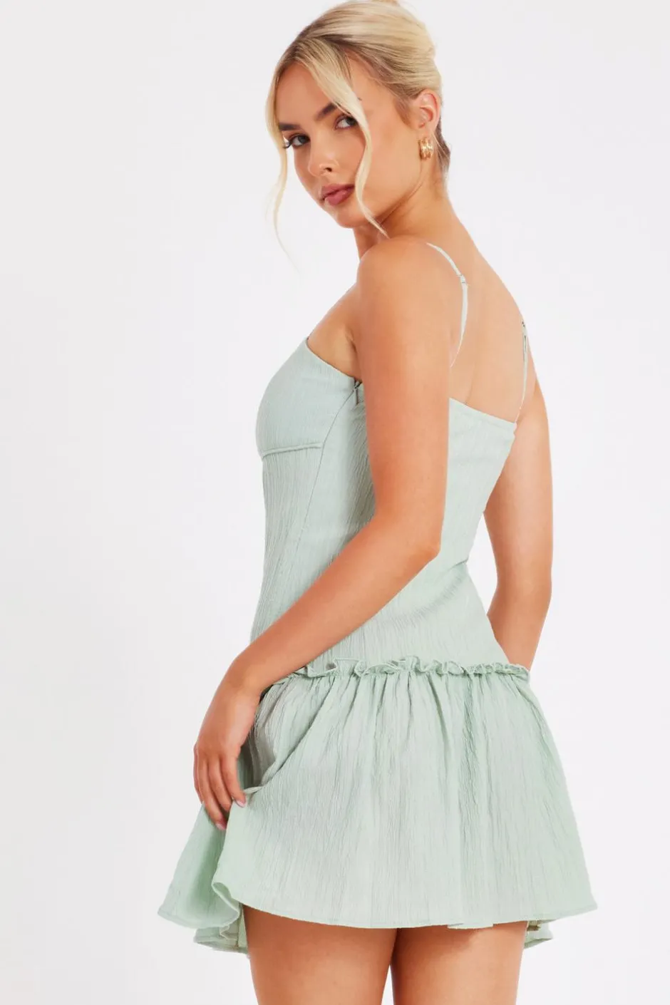Quiz Sage Frill Mini Dress Best