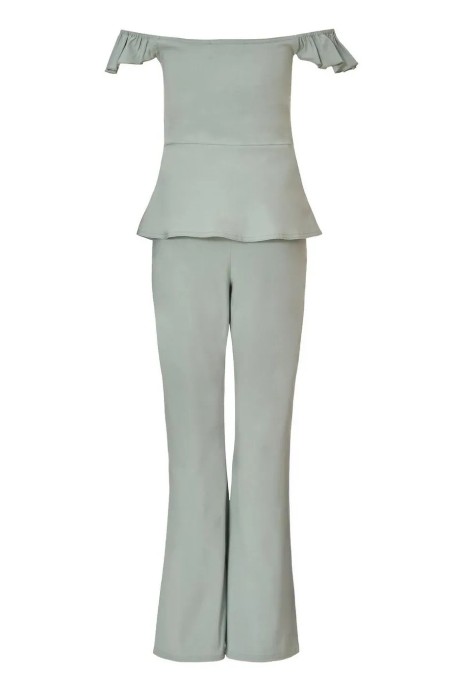 Quiz Frill Sleeve Jumpsuit Sage Discount