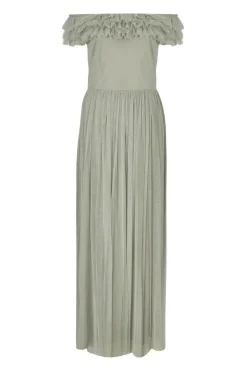 Quiz Sage Mesh Bardot Maxi Dress Discount