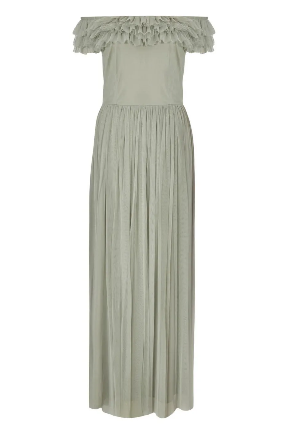 Quiz Sage Mesh Bardot Maxi Dress Discount