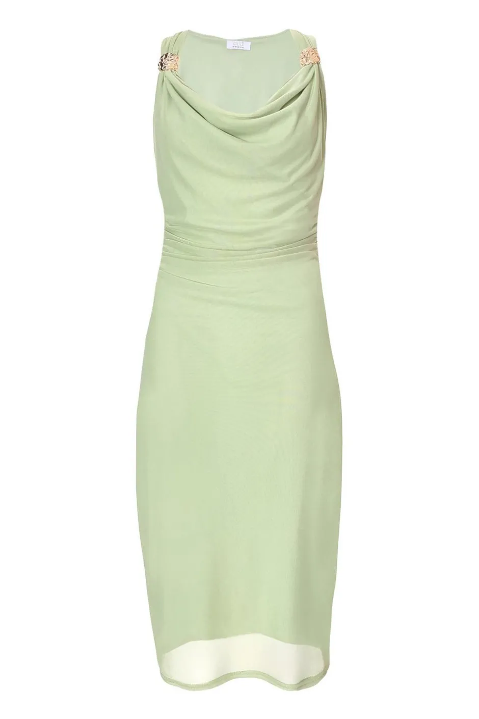 Quiz Mesh Buckle Detail Midi Dress Sage