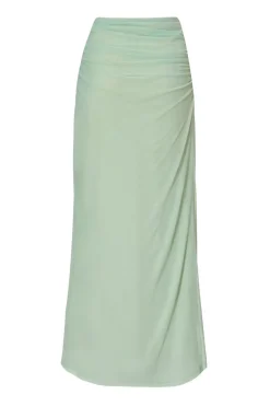 Quiz Mesh Ruched Midaxi Skirt Sage Discount