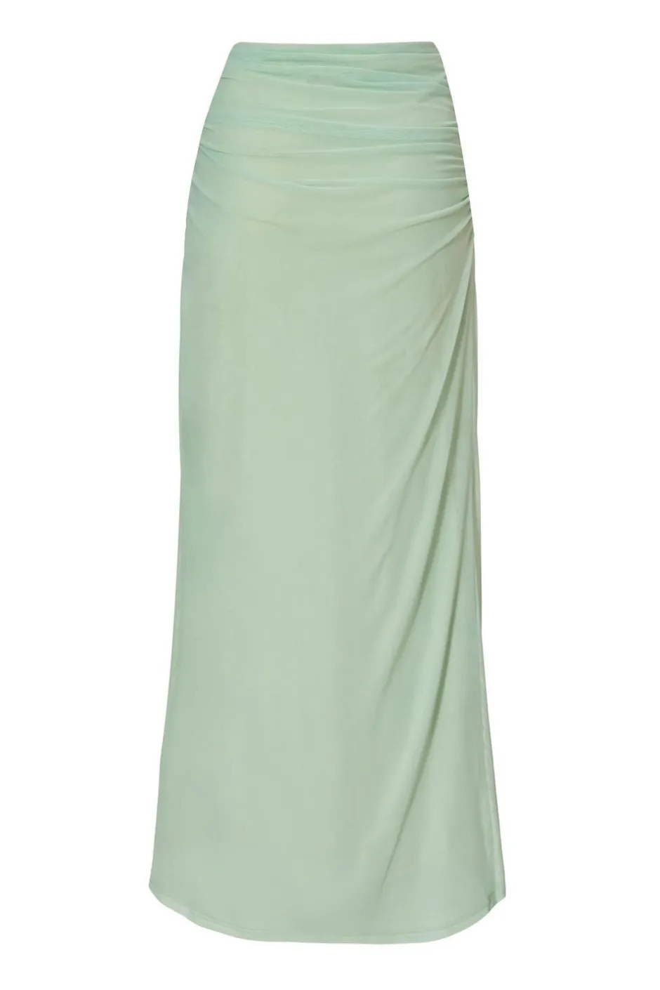 Quiz Mesh Ruched Midaxi Skirt Sage Discount