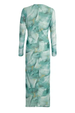Quiz Sage Printed Diamante Midaxi Dress Clearance