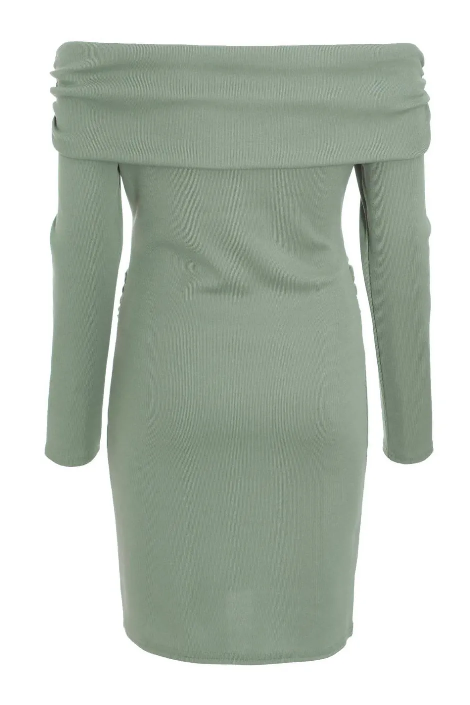 Quiz Sage Ribbed Bardot Mini Ruched Dress Online