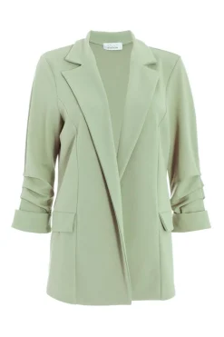 Quiz Ruched Sleeve Blazer Sage Clearance