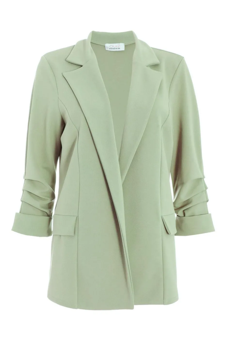 Quiz Ruched Sleeve Blazer Sage Clearance