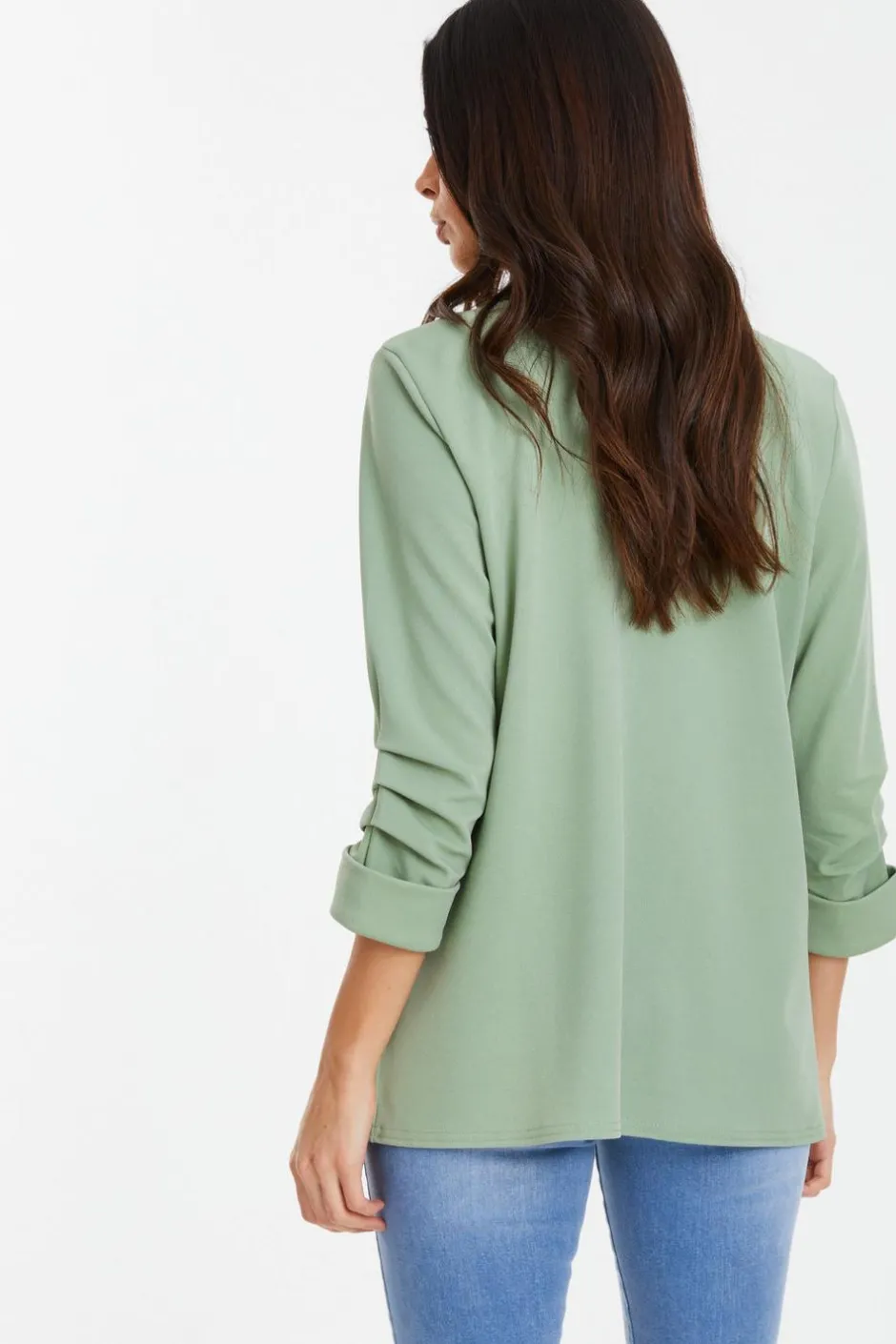 Quiz Ruched Sleeve Blazer Sage Clearance