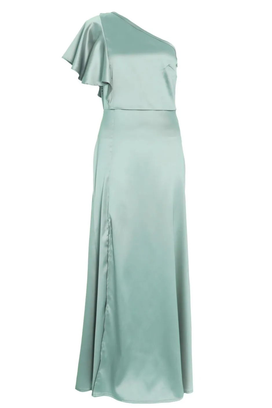 Quiz Satin One Shoulder Maxi Dress Sage Outlet