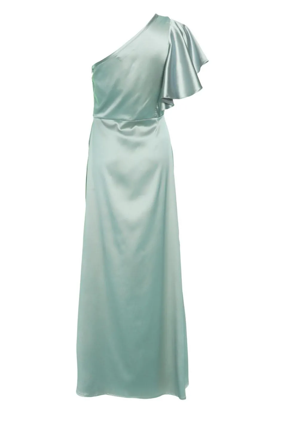 Quiz Satin One Shoulder Maxi Dress Sage Outlet