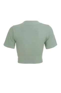 Quiz Seamless Crop Top Sage Discount