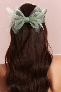 Quiz Small Bow Clip Fascinator Sage Discount