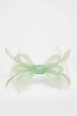 Quiz Small Bow Clip Fascinator Sage Discount