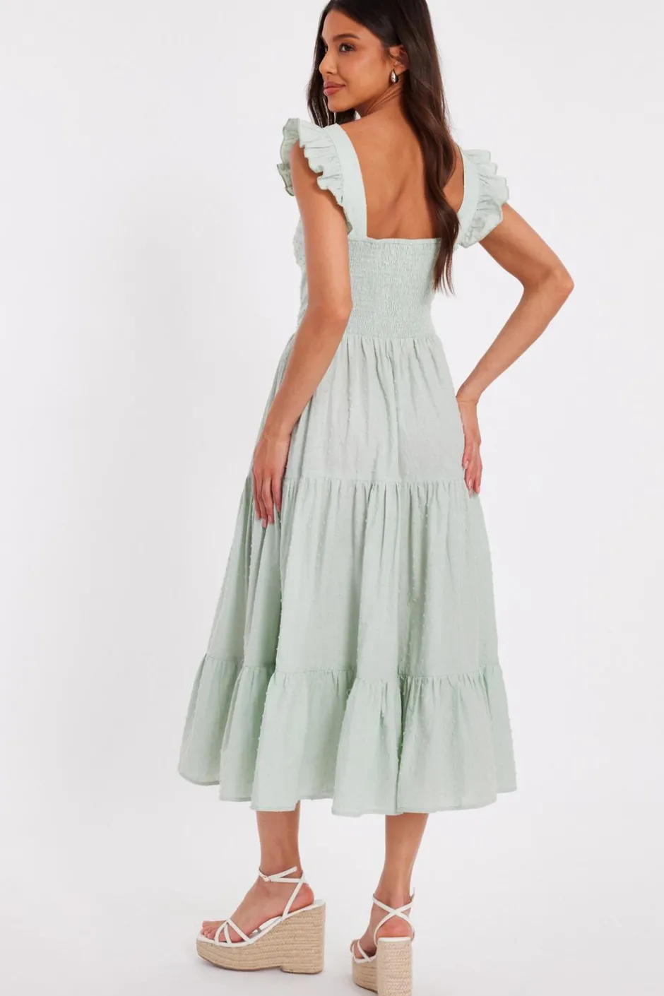 Quiz Sage Tiered Midi Dress Discount