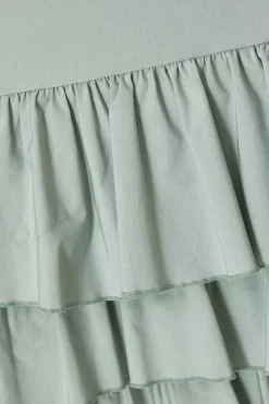 Quiz Tiered Mini Dress Sage Outlet