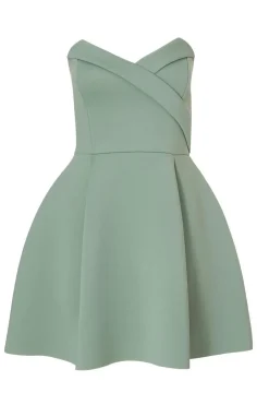 Quiz Wrap Front Mini Dress Sage Discount
