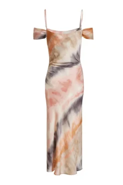 Quiz Satin Marble Print Midaxi Dress