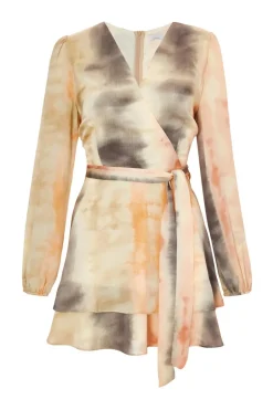 Quiz Satin Marble Print Wrap Dress Online