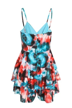Quiz Satin Smudge Print Playsuit Sale