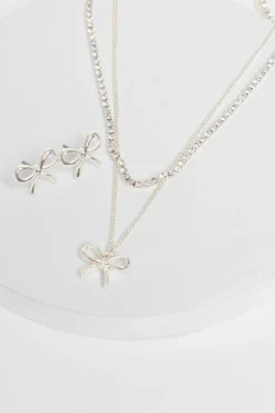 Quiz Bow Jewellery Set Silver Hot