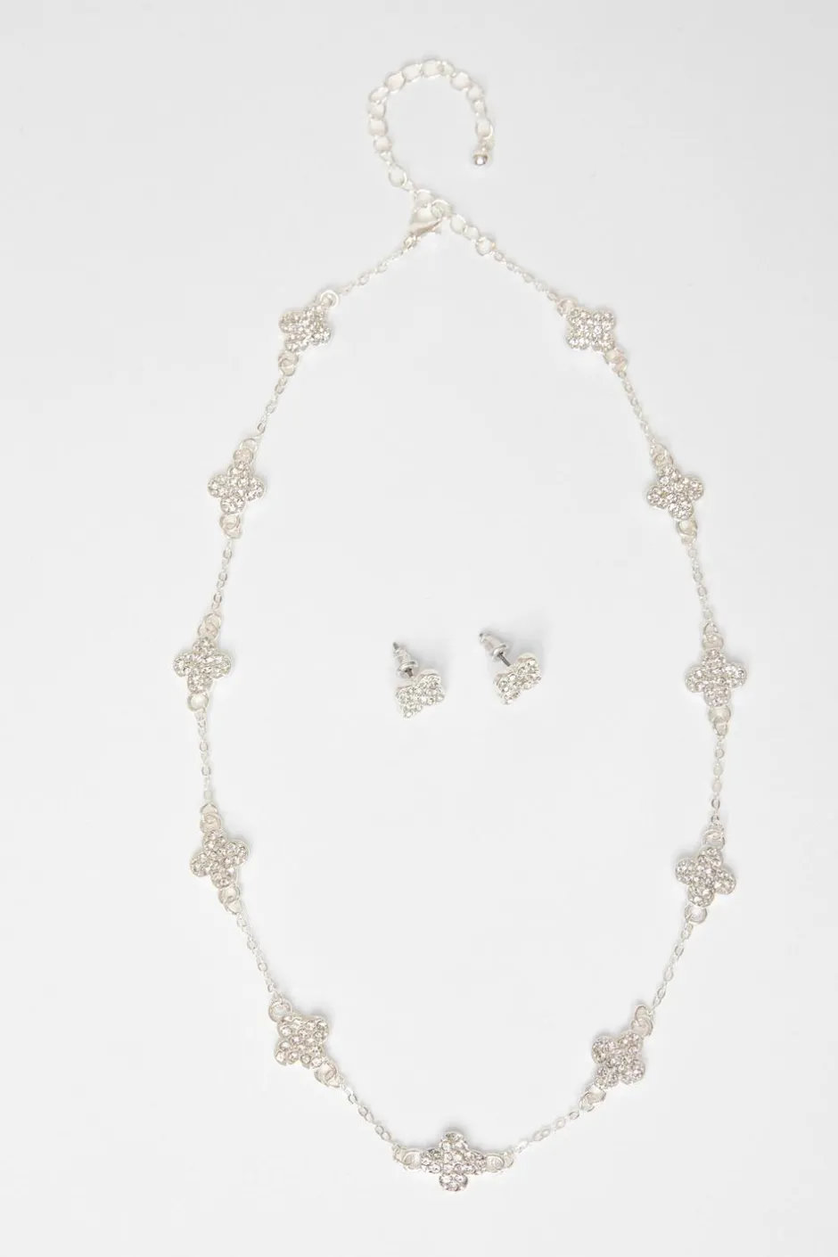 Quiz Clover Diamante Jewellery Set Silver Best