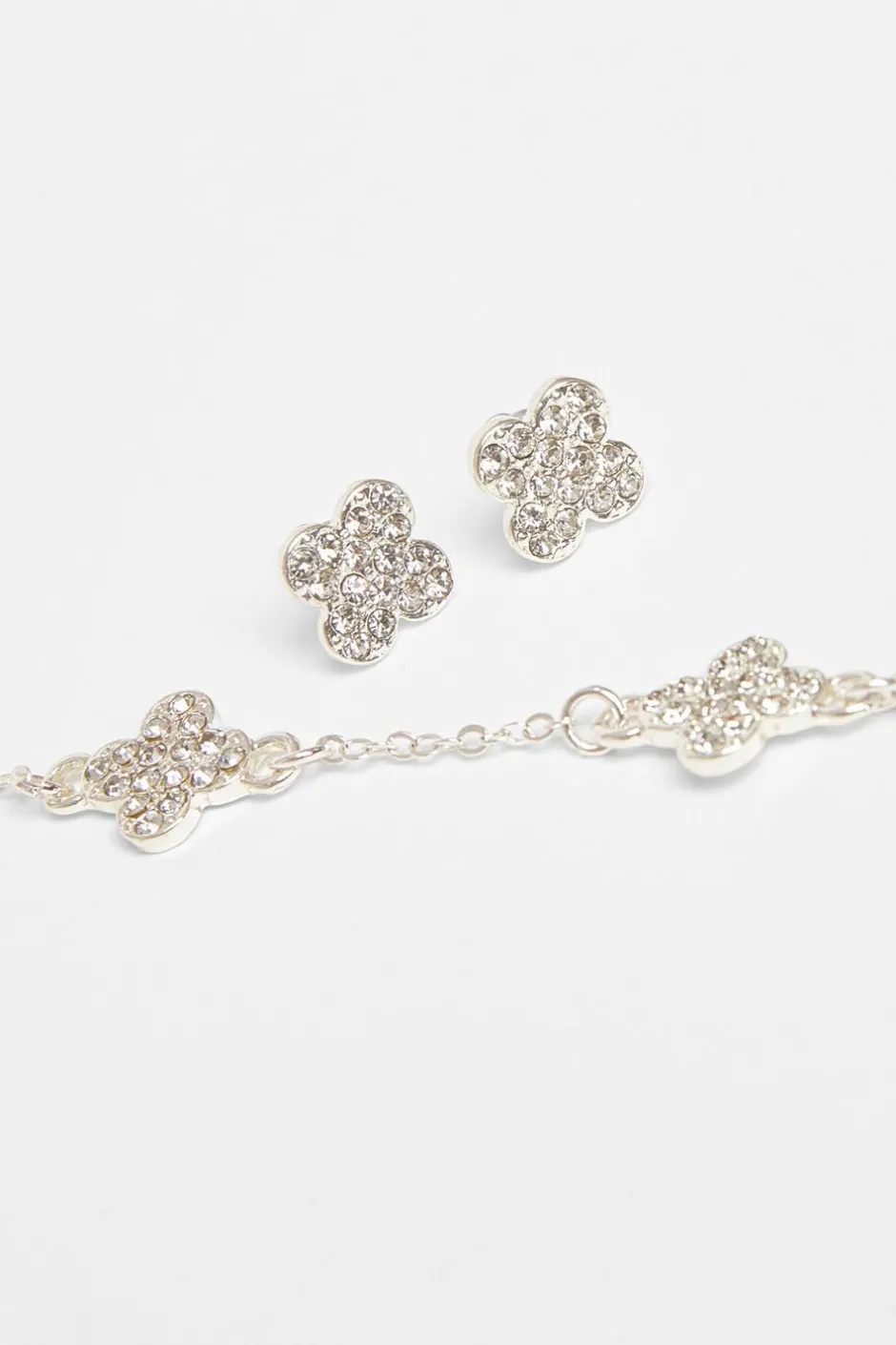 Quiz Clover Diamante Jewellery Set Silver Best