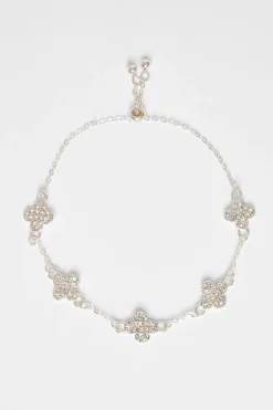 Quiz Clover Diamante Toggle Bracelet Silver New