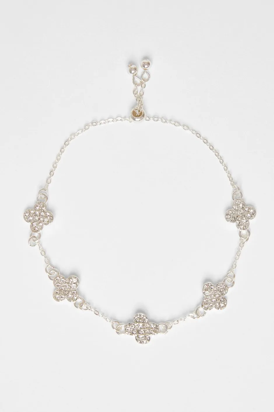 Quiz Clover Diamante Toggle Bracelet Silver New