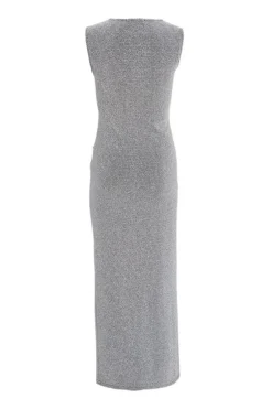 Quiz Silver Cowl Neck Ruched Midi Dress Clearance