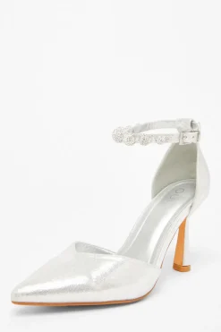 Quiz Silver Diamante Ball Court Heels Best