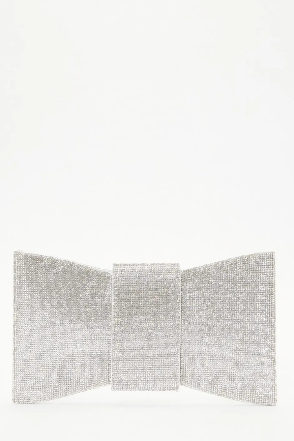 Quiz Silver Diamante Bow Bag Outlet