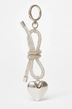 Quiz Silver Diamante Bow Bag Charm Best