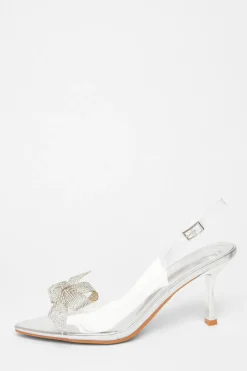 Quiz Diamante Bow Heels Silver Best