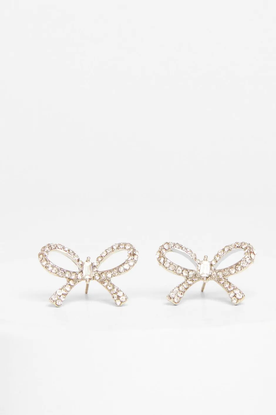 Quiz Diamante Bow Stud Earrings Silver Sale