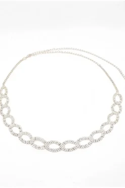 Quiz Silver Diamante Chain Belt Online