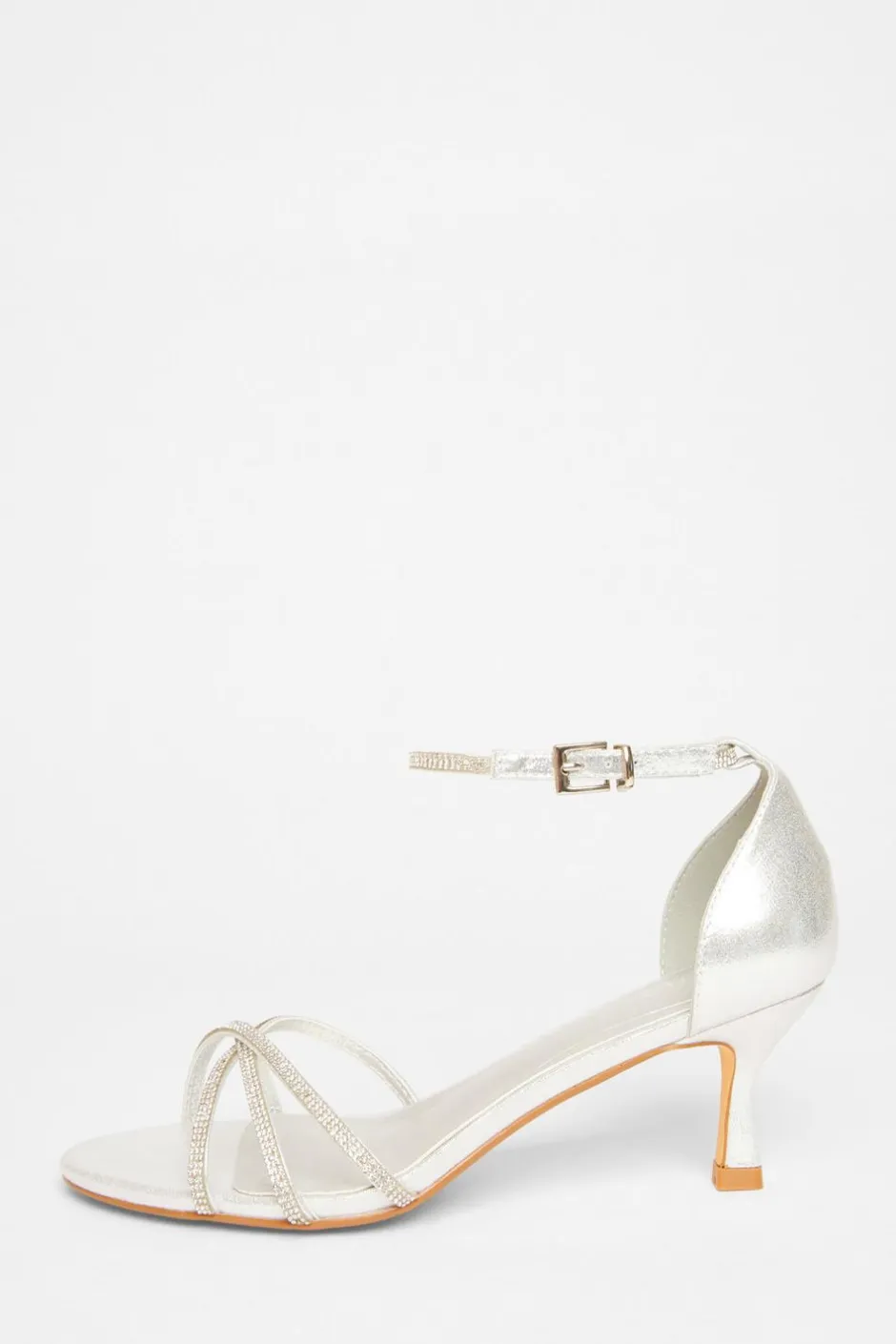 Quiz Diamante Cross Strap Heels Silver Online
