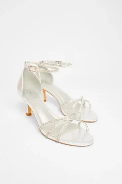 Quiz Diamante Cross Strap Heels Silver Online
