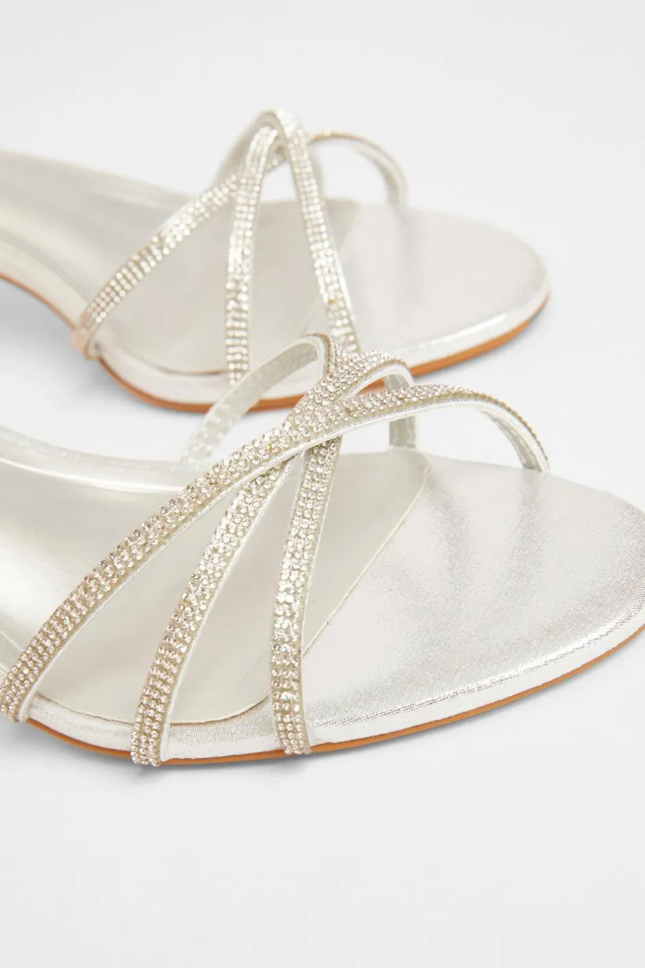 Quiz Diamante Cross Strap Heels Silver Online