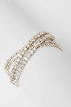 Quiz Diamante Cuff Bracelet Silver Outlet