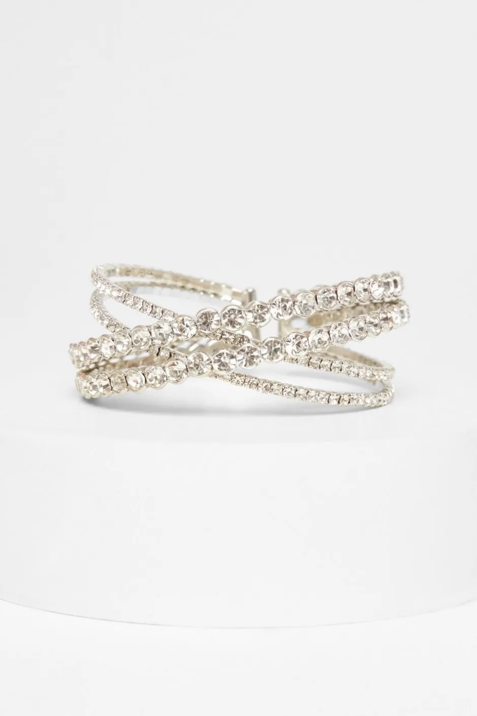 Quiz Diamante Cuff Bracelet Silver Outlet